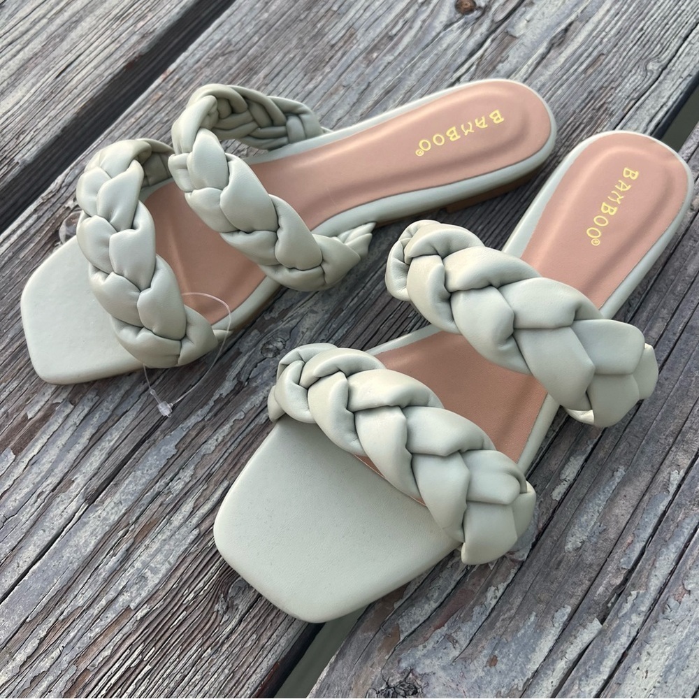Bamboo Women's Braided Sandals Olive Green Women Summer Sandals Size 7.5